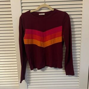 Marine Layer Burgundy Long Sleeve with Chevron Stripes